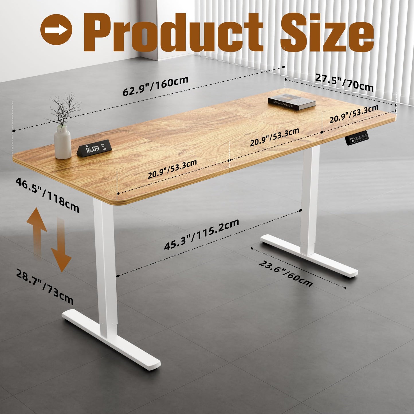 Birou Electric ERGOMAKER 160x70 cm, reglabil pe inaltime, memorie