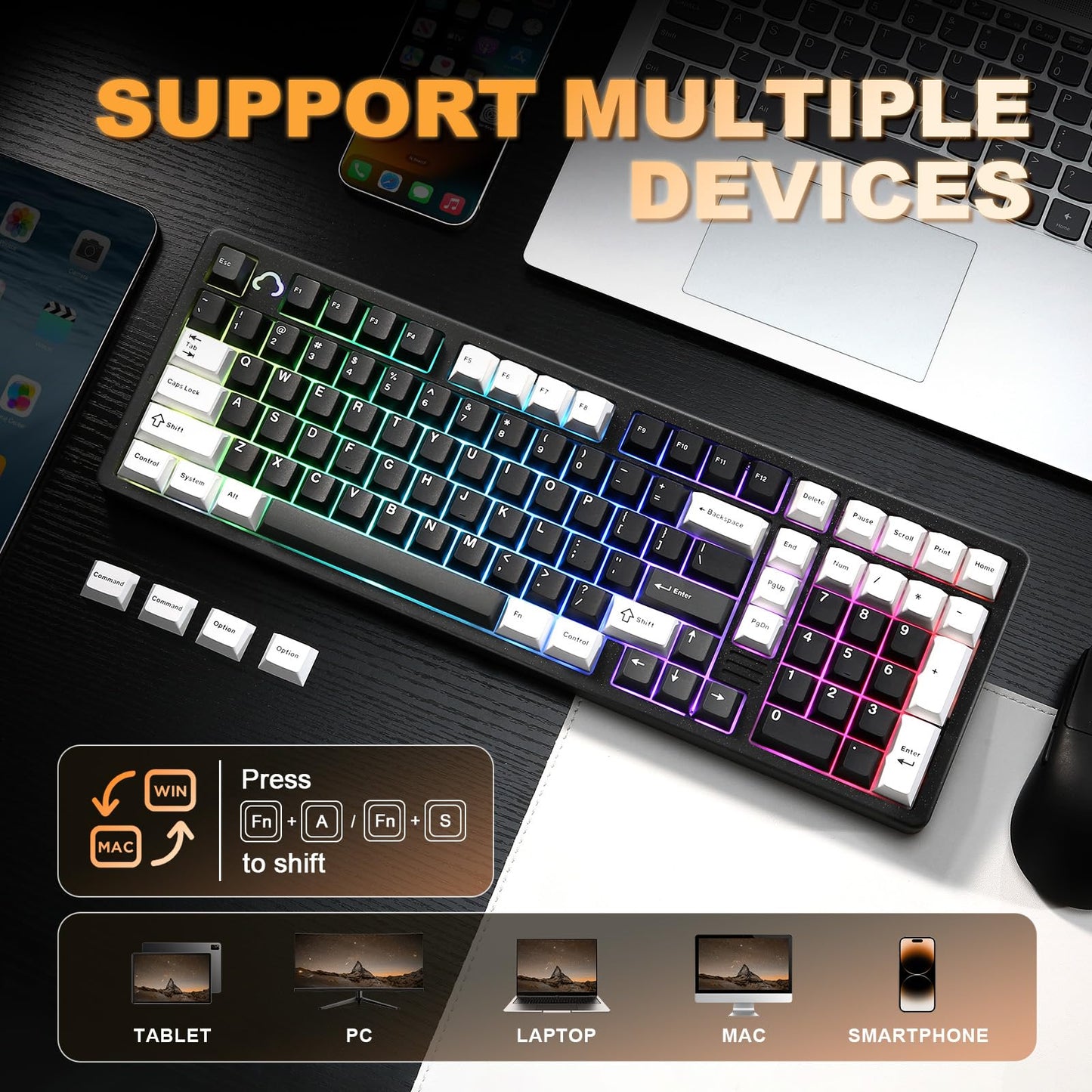 Tastatura YUNZII AL98 Wireless Mechanical RGB 8000mAh QMKVIA