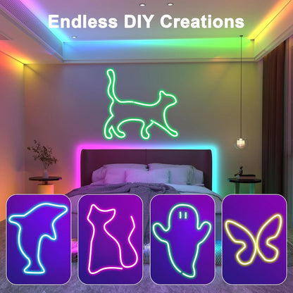 Mexllex 10m RGB Neon LED Strip with App Control, Music Sync, IP67 Waterproof for Indoor and Outdoor Use