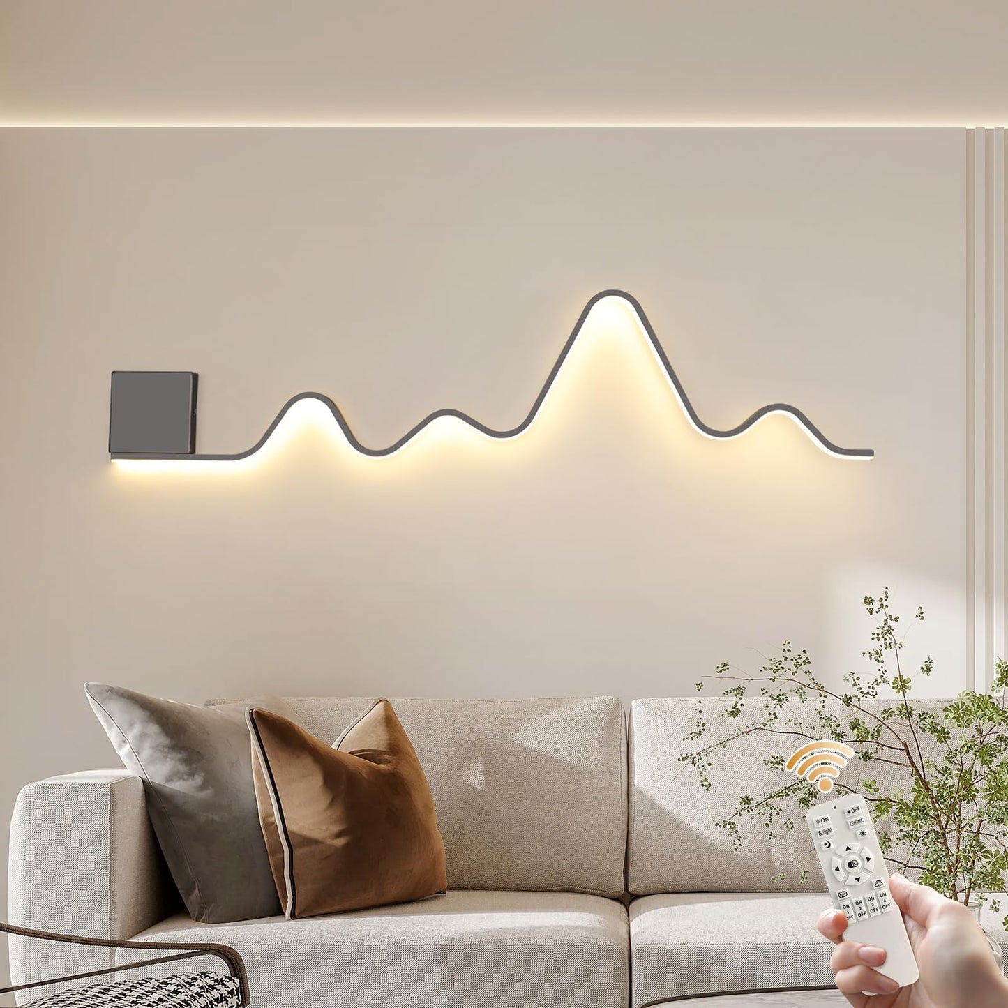 Aplica LED GEADI 115cm 16W cu telecomanda, dimabila, aurie