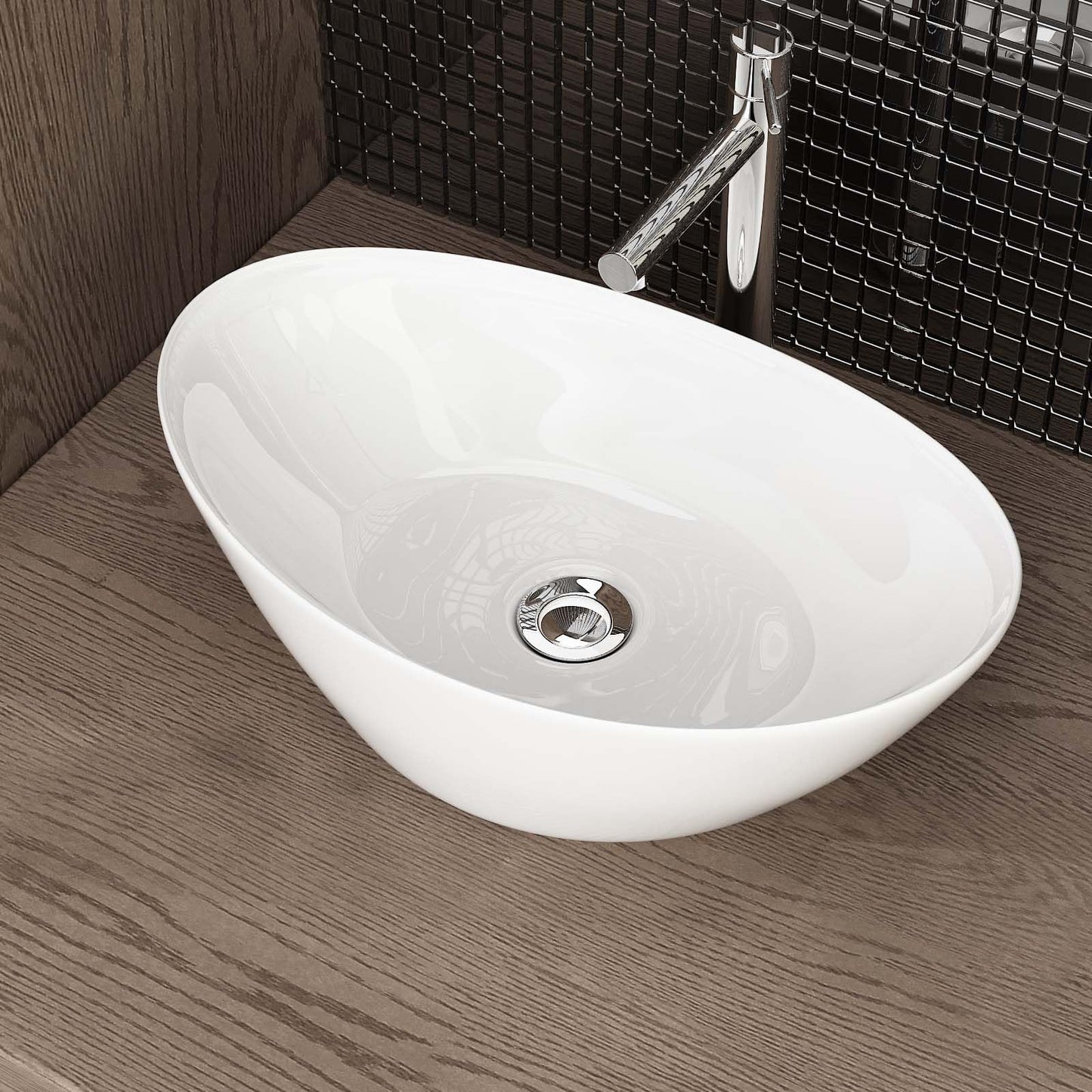 Lavoar ceramic blat 45x28 cm A689 + Waschbecken24 + alb, usor de curatat