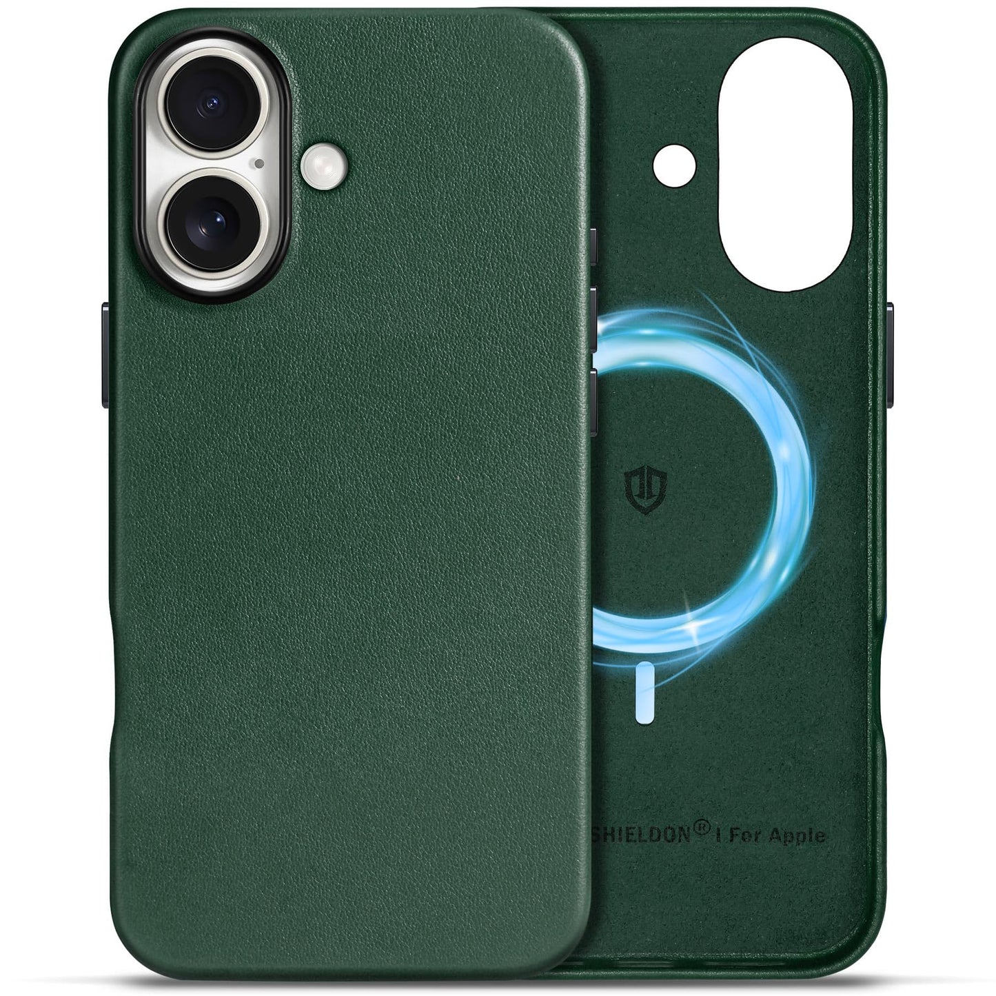 SHIELDON Case for iPhone 16 Pro 6.3" 2024, Genuine Leather, Magnetic Wireless Charging, Slim Fit, Non-Slip, Metal Button, Shockproof Protective Case Compatible with iPhone 16 Pro - Nappa Saddle Brown