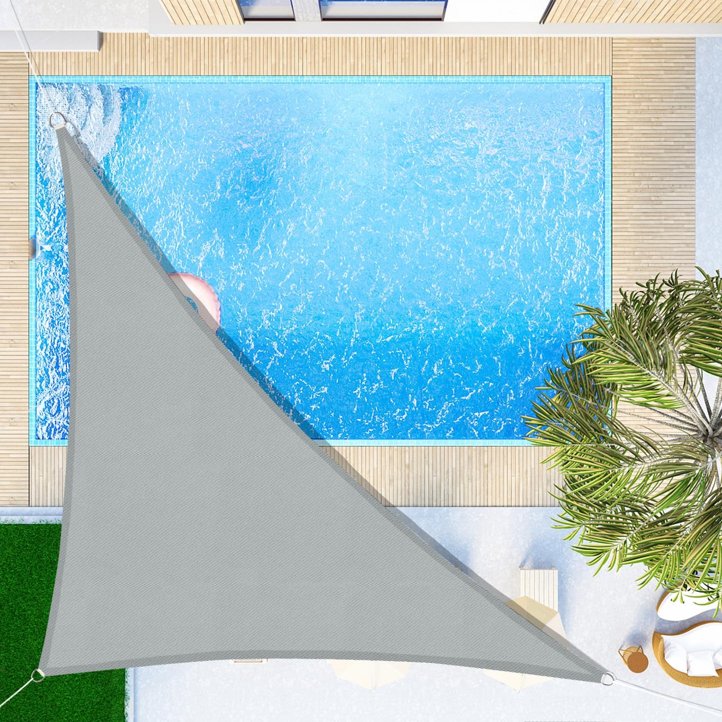 SUNNY GUARD Sun Shade Sail Triangle 4x4x4m Waterproof UV Block for Garden Outdoor Patio - Sand