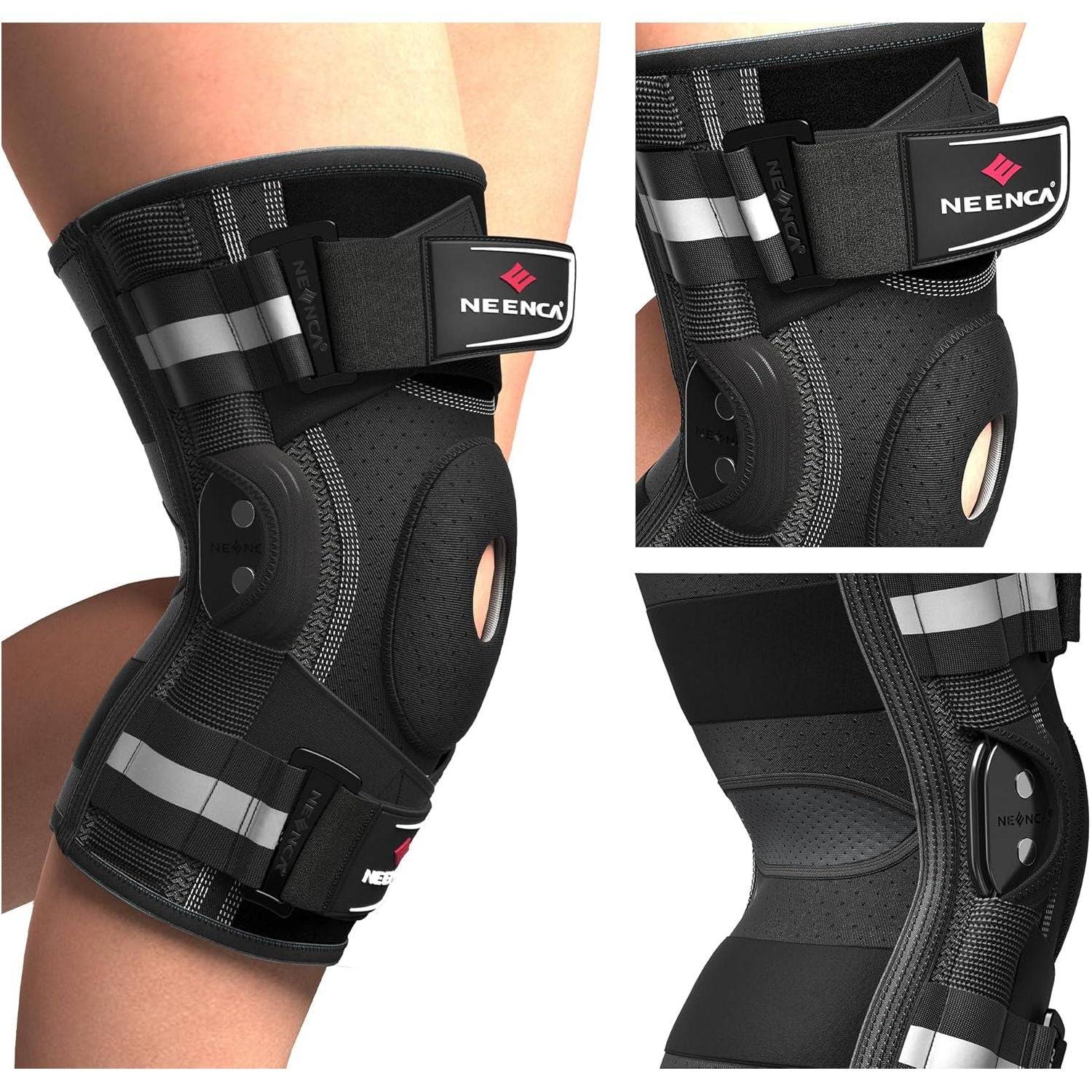 NEENCA Professional Knee Brace for Knee Pain, Hinged Knee Support with Patented X-Strap Fixing System, Strong Stability for Pain Relief, Arthritis, Meniscus Tear, ACL, PCL, MCL, Runner, Sport, Workout