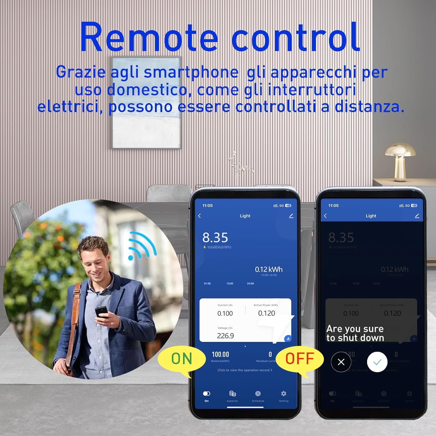 JOYELEC Smart WiFi Electric Meter Consumption Meter 63A 220V Real-time Monitoring, Time Switch Function, Overvoltage and Low Voltage Protection