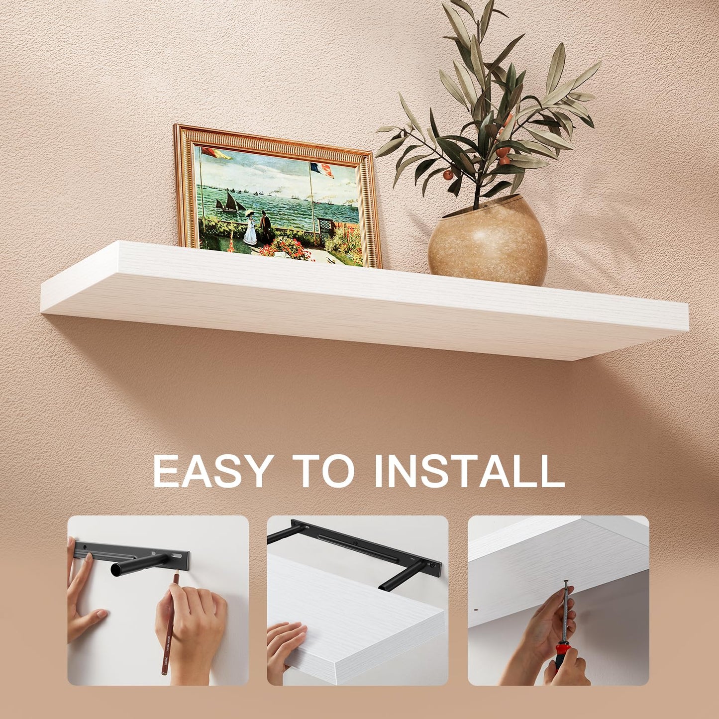 Rafturi perete STOREMIC Floating Shelves 60 cm, set 2, alb