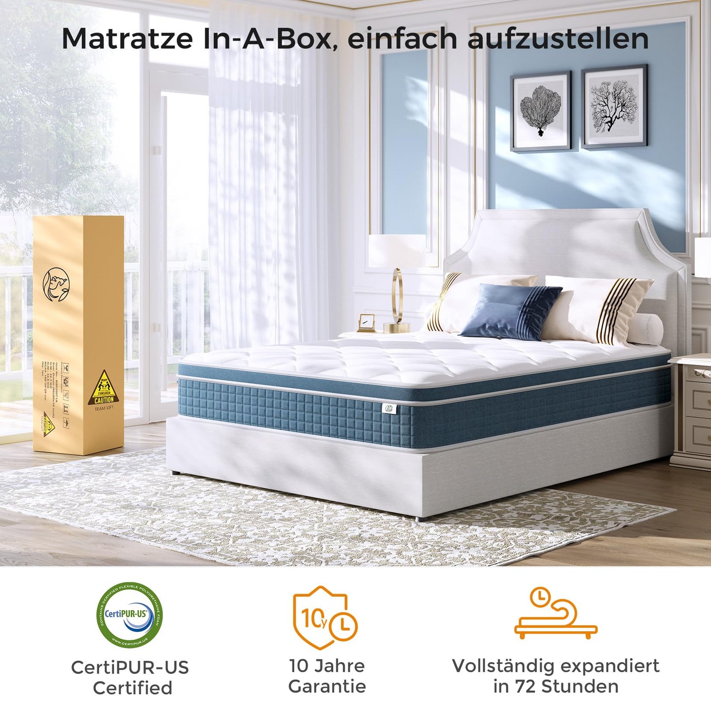 Saltea cu arcuri individuale Koorlian 140x200 cm 7 Zone Fermitate Medie H3