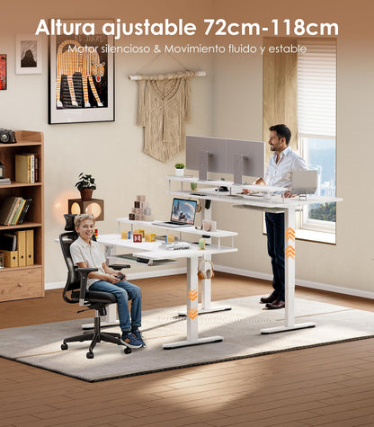 Birou reglabil OffiGo U Forma 140 cm electric cu LED si USB