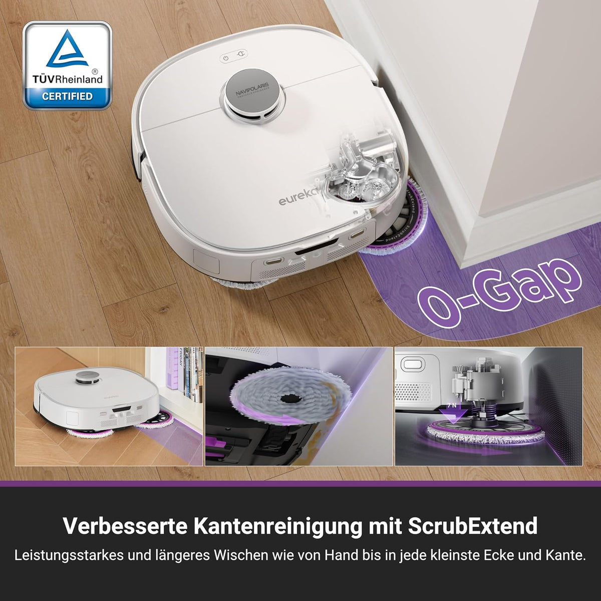 Aspirator robot EUREKA J15 Pro Ultra cu mop, statie all-in-one si aspirare 16200 Pa, alb