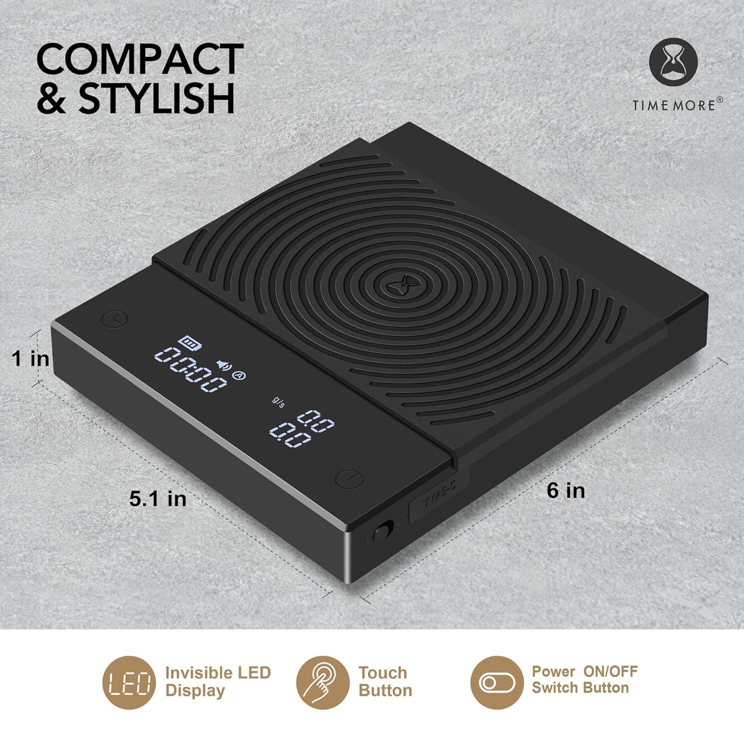 TIMEMORE Black Mirror Basic 2 Coffee Scale with Timer, 2kg/0.1g High Precision Kitchen Scale, Espresso Scale with Flow Rate Function, Digital Coffee Scale for Pour Over Drip Coffee with Silicone Cover