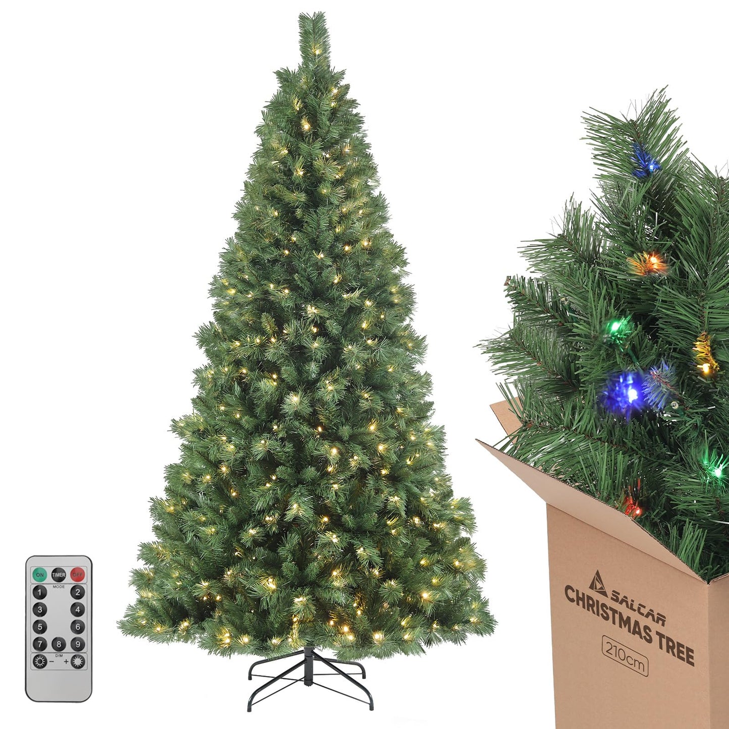 Brad artificial SALCAR 7ft 210 cm cu suport metalic stabil