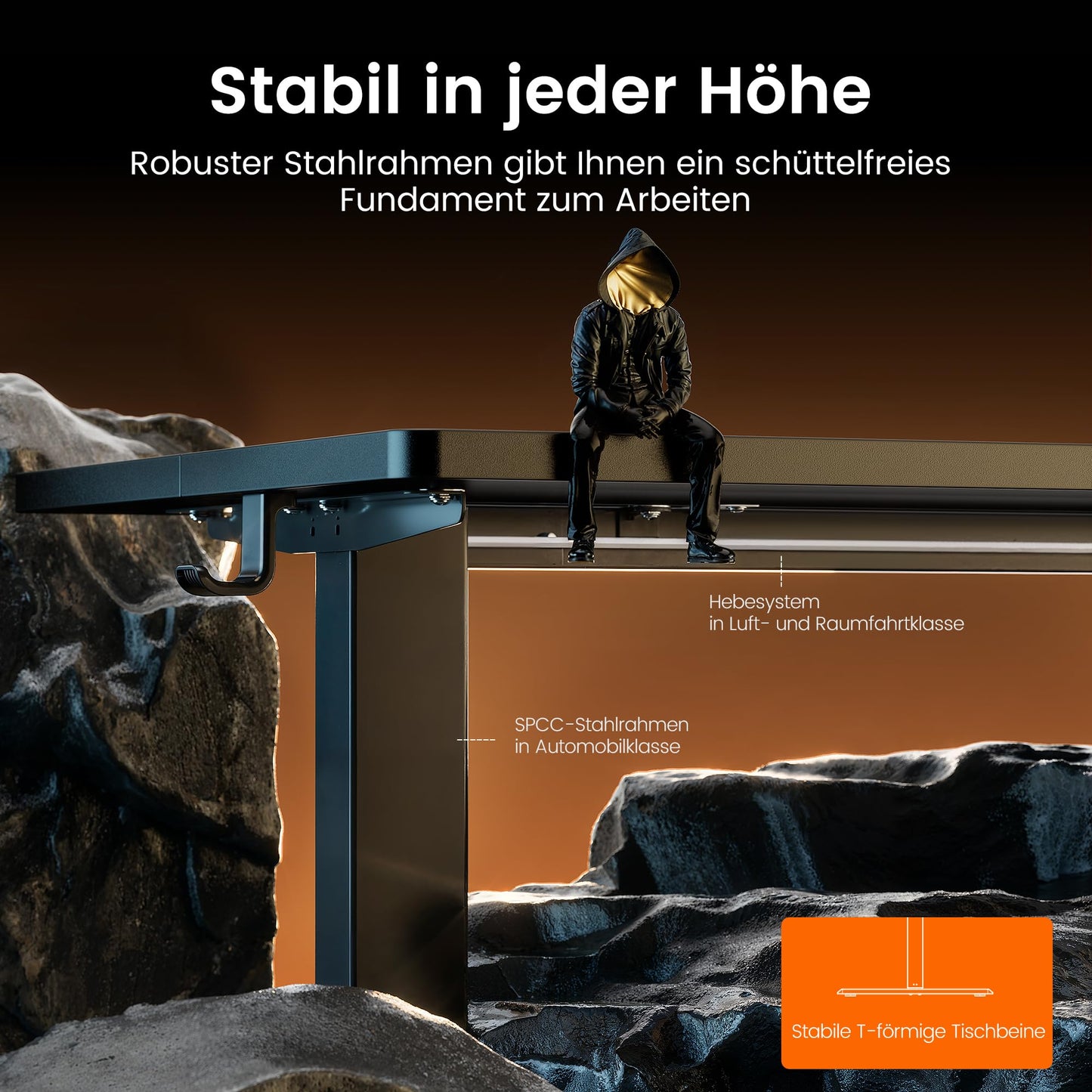 Birou ErGear Height-Adjustable Desk 160x80 cm electric 72-118 cm