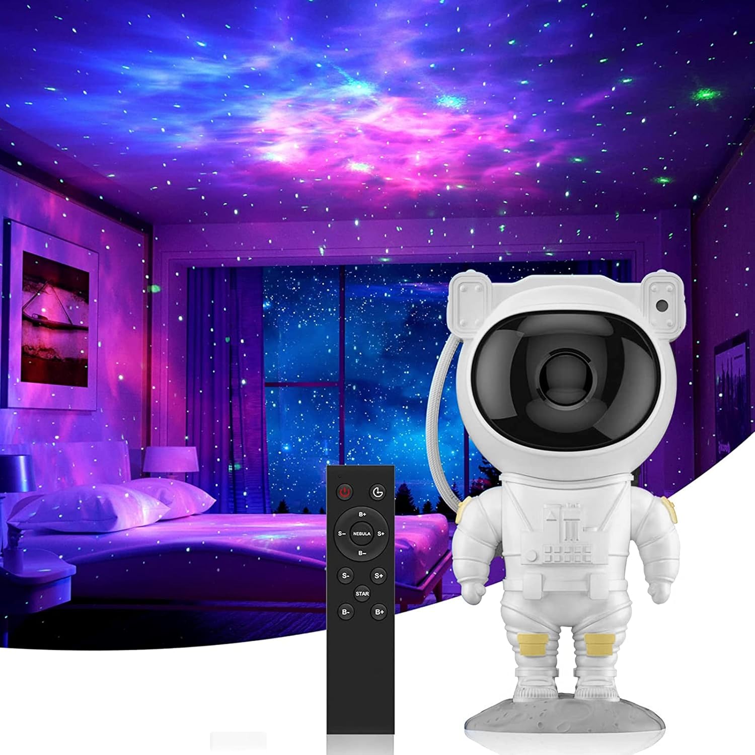 SWIFTVEIN Astronaut LED Starry Sky Projector, Galaxy Light with Remote Control and Timer, Star Projector Kids and Adults, Smart Star Projector White