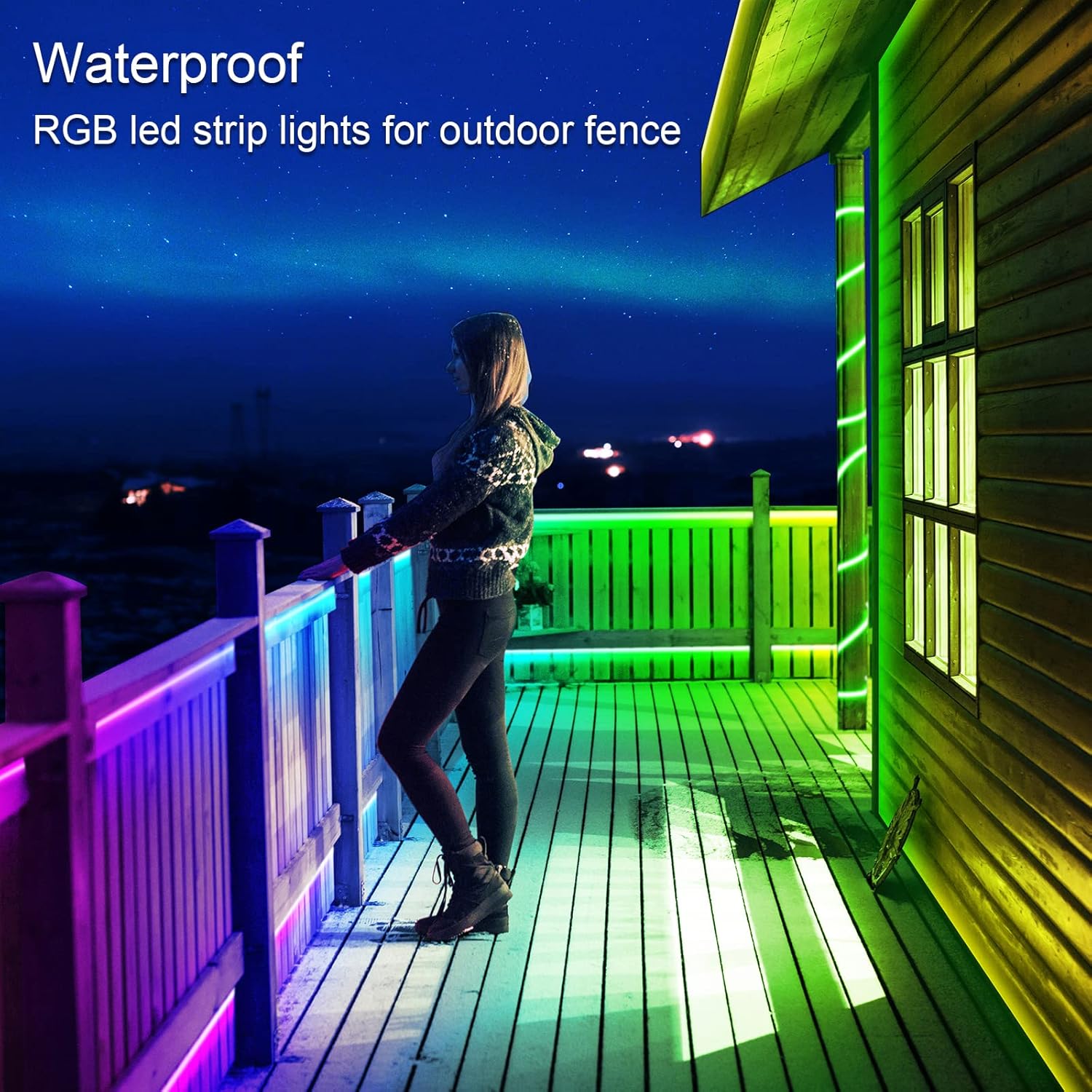 AILBTON 18M Outdoor LED Strip Light Waterproof ip68,Exterior RGB LED Tape Light with App/Remote Control for Music Sync,Balcony,Deck,Rooftop,Eave,Garden,Pool