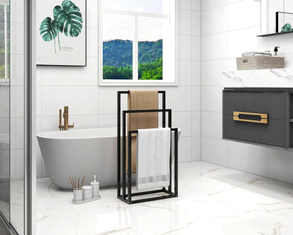 Suport de prosoape independent JELUTE cu 3 niveluri, marimea 3-T, negru