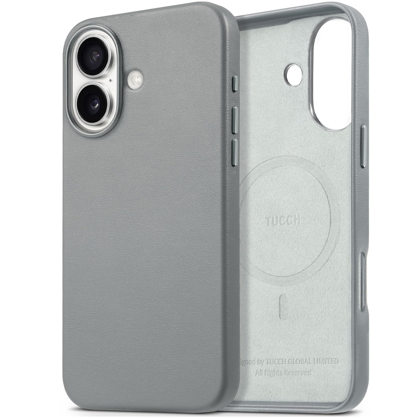 TUCCH Case for iPhone 16, [Magnetic Wireless Charging] Anti-Slip PU Leather Shockproof Phone Case, Slim Anti-Fingerprint Lightweight Protective Back Cover Compatible with iPhone 16 6.1" 2024, Black