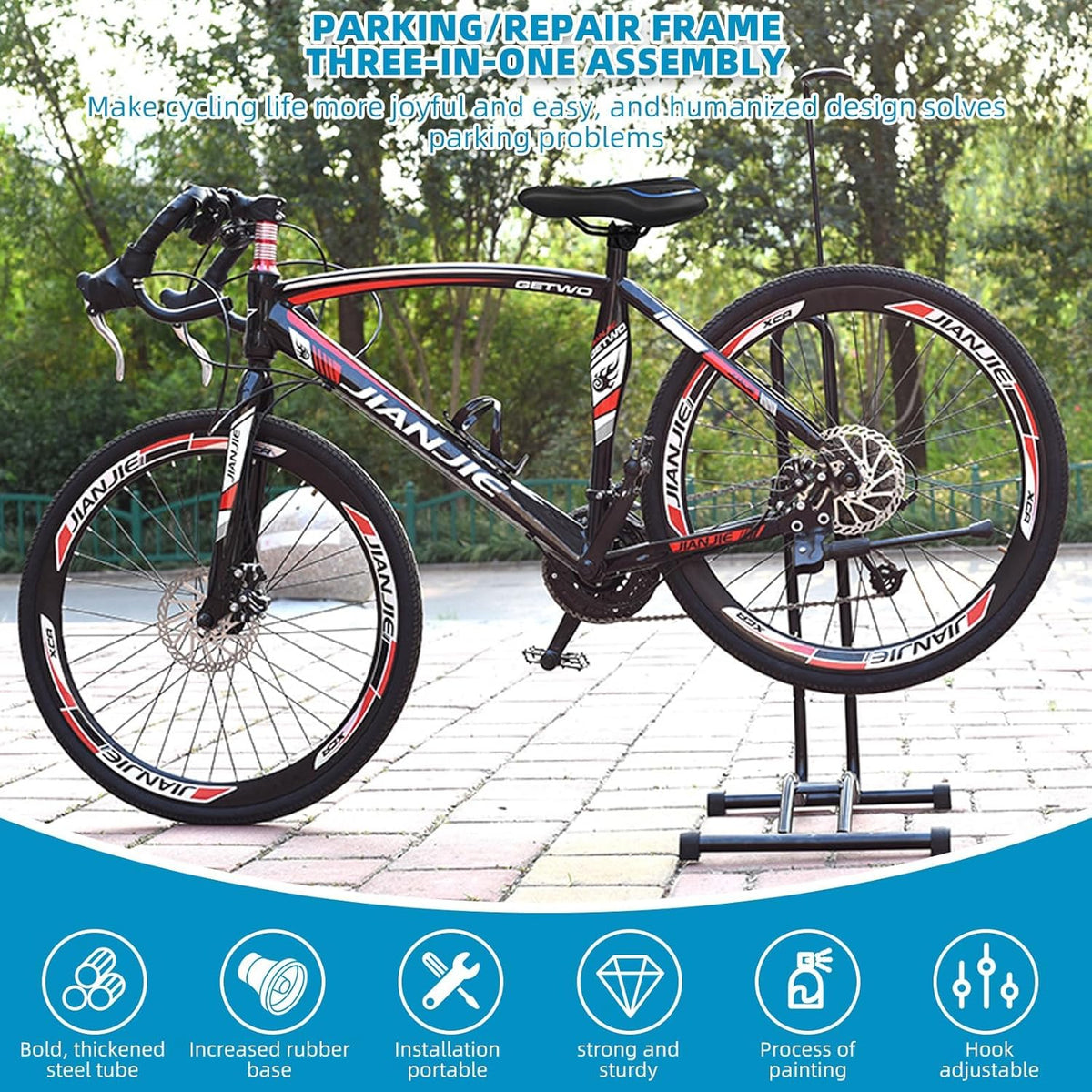 Suport bicicleta 3 in 1 ENGWE MTB pentru parcare, reparatii si spalare, diametru roata maxim 73 cm