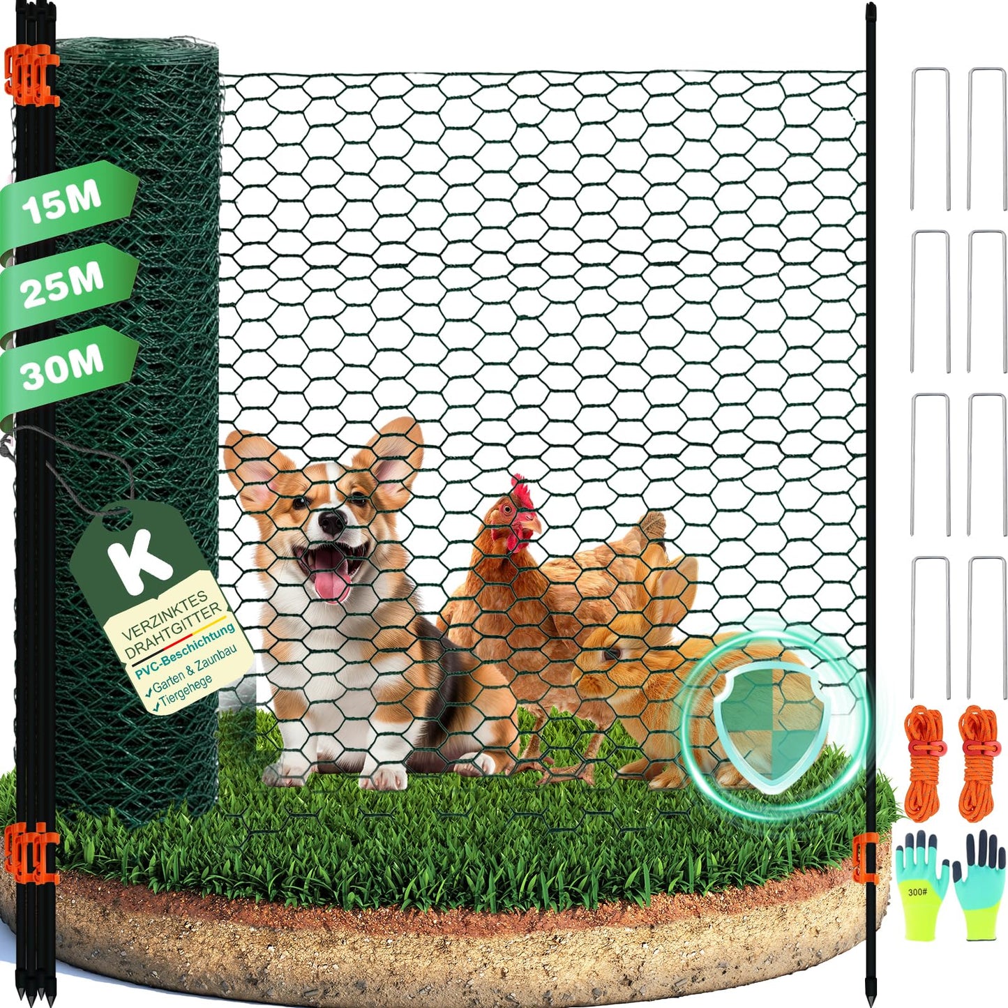 Gard mobil HIYI 120 cm plasa metalica PVC verde