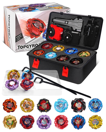 Jucarie titirez Set spinning top DEZAWRTY X4-12 piese cu 12 topuri si 2 lansatoare