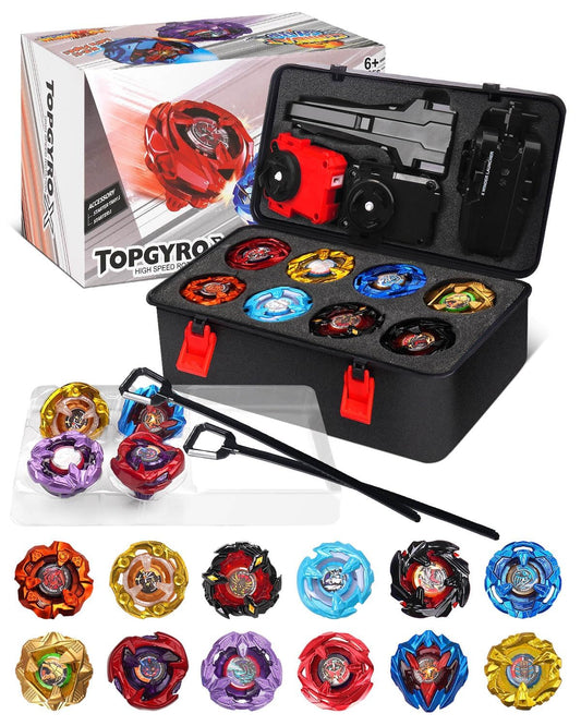Jucarie titirez Set spinning top DEZAWRTY X4-12 piese cu 12 topuri si 2 lansatoare