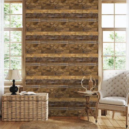 Tapet autoadeziv Abyssaly Wood Panel Wallpaper 90x300 cm impermeabil