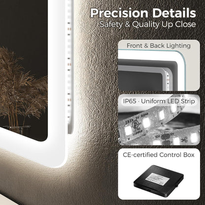 Oglinda de baie STARLEAD cu iluminare reglabila, Bluetooth, 70 x 120 cm, M3017 Madrid Silver