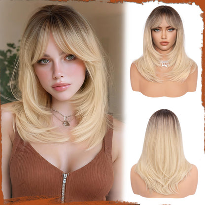 Peruca Sofeiyan Long Straight Wig 40 cm Negru Natural cu Breton