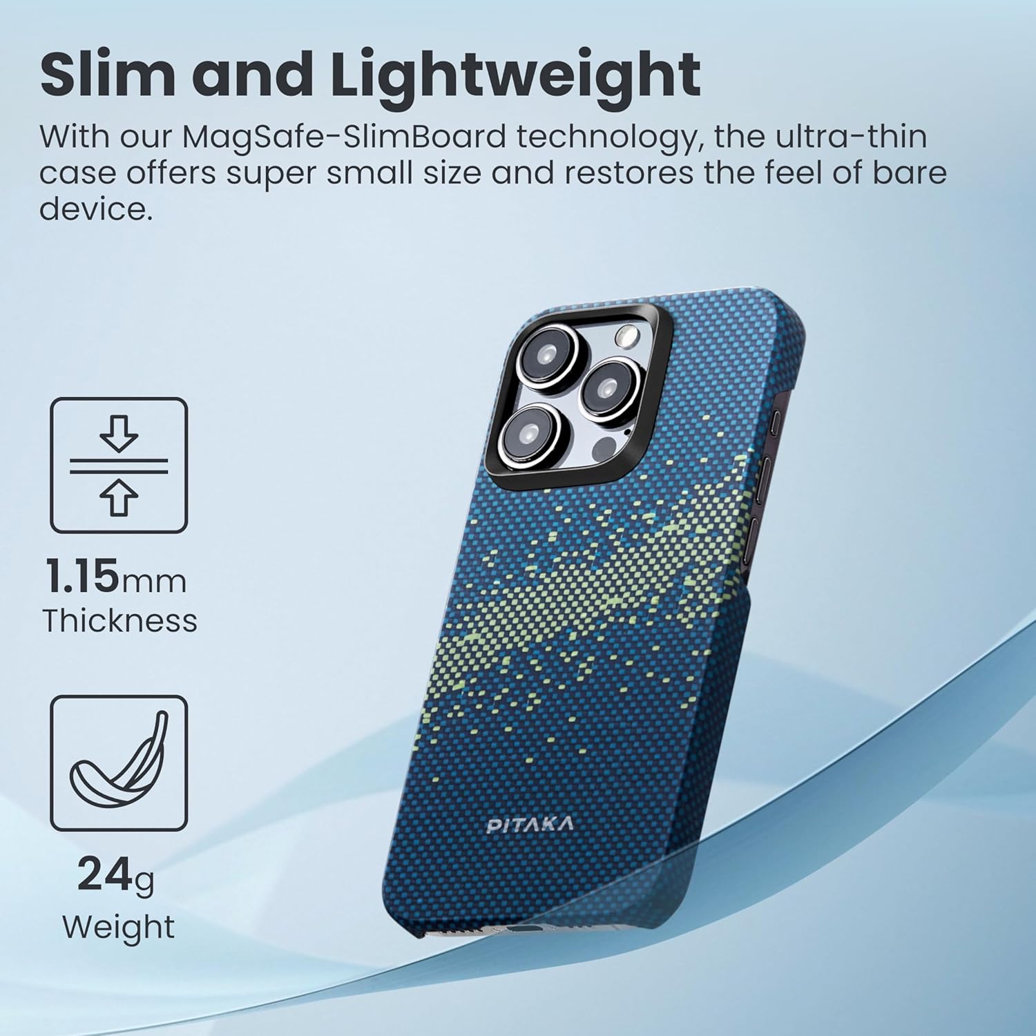 PITAKA Case Compatible with iPhone 15 Plus Aramid Fibre Ultra Thin Magnetic Protective Case with 3D Texture Feel Scratch-Resistant [MagEZ Case 4] Milky Way Galaxy