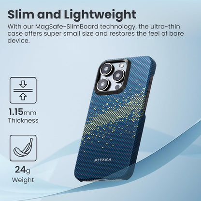 PITAKA Case Compatible with iPhone 15 Plus Aramid Fibre Ultra Thin Magnetic Protective Case with 3D Texture Feel Scratch-Resistant [MagEZ Case 4] Milky Way Galaxy