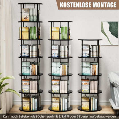 Biblioteca rotativa Generisch 6 niveluri 45x45x193 cm neagra