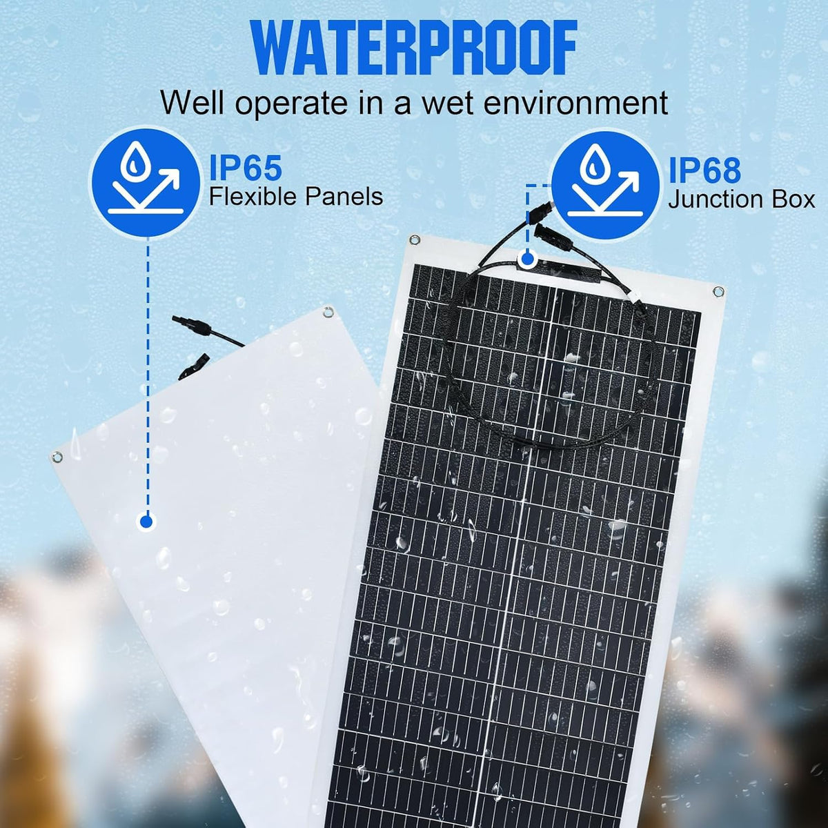Panou solar flexibil monocristalin ECO-WORTHY 100 W, 12 V, cu cablu de incarcare