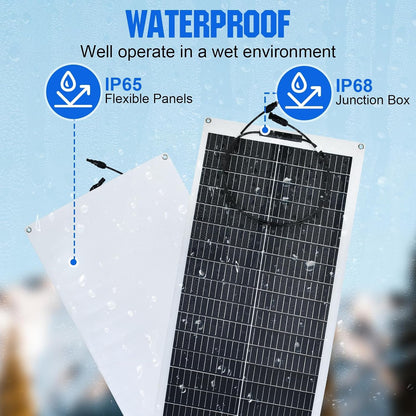 Panou solar flexibil monocristalin ECO-WORTHY 100 W, 12 V, cu cablu de incarcare