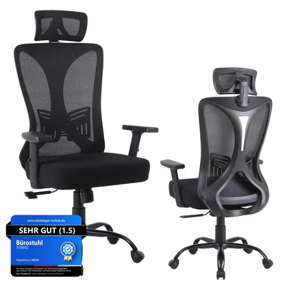 Titano FRANKFURT Scaun ergonomic de birou, sezut capitonat piele, structura ranforsata cu otel, roti 360, negru