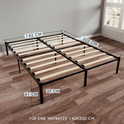 Pat Dreamzie Metal 160x200 cm Cadru lemn, 41 cm inaltime, negru