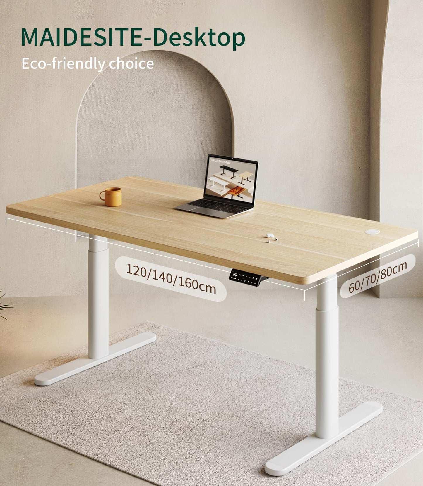 Blat birou MAIDeSITe 120x60 cm Oak 2.5 cm, reglabil DIY