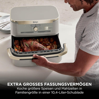 Friteuza cu aer cald Ninja Foodi FlexDrawer Dual Zone, 10.4 L, Stone-gold