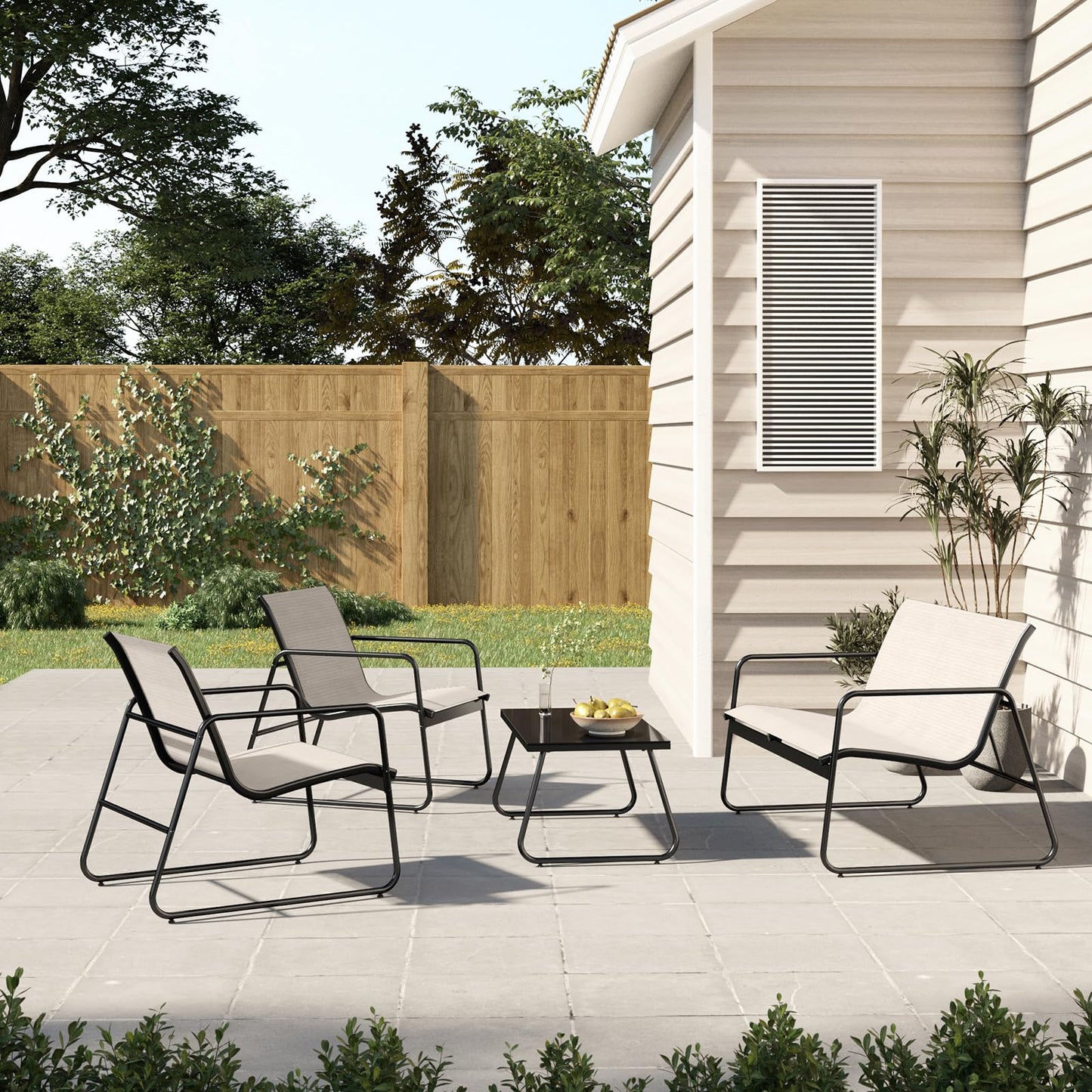 Set mobilier gradina Grand patio 4 piese, cadru otel, bej