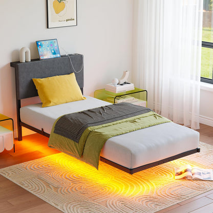 Pat HOMERECOMMEND 120 x 200 cm LED cu statie incarcare si depozitare