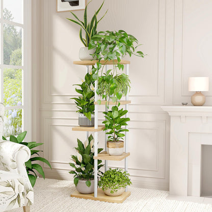 Suport plante Bamworld 5 Tier Metal Alb 5 niveluri 60 lb