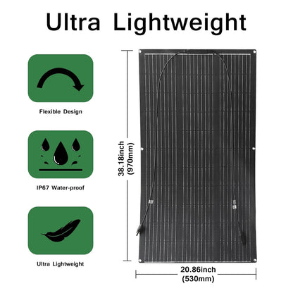 Panou solar flexibil Aysolar 100 W, 12 V, ETFE monocristralin, varianta 100W-ETFE