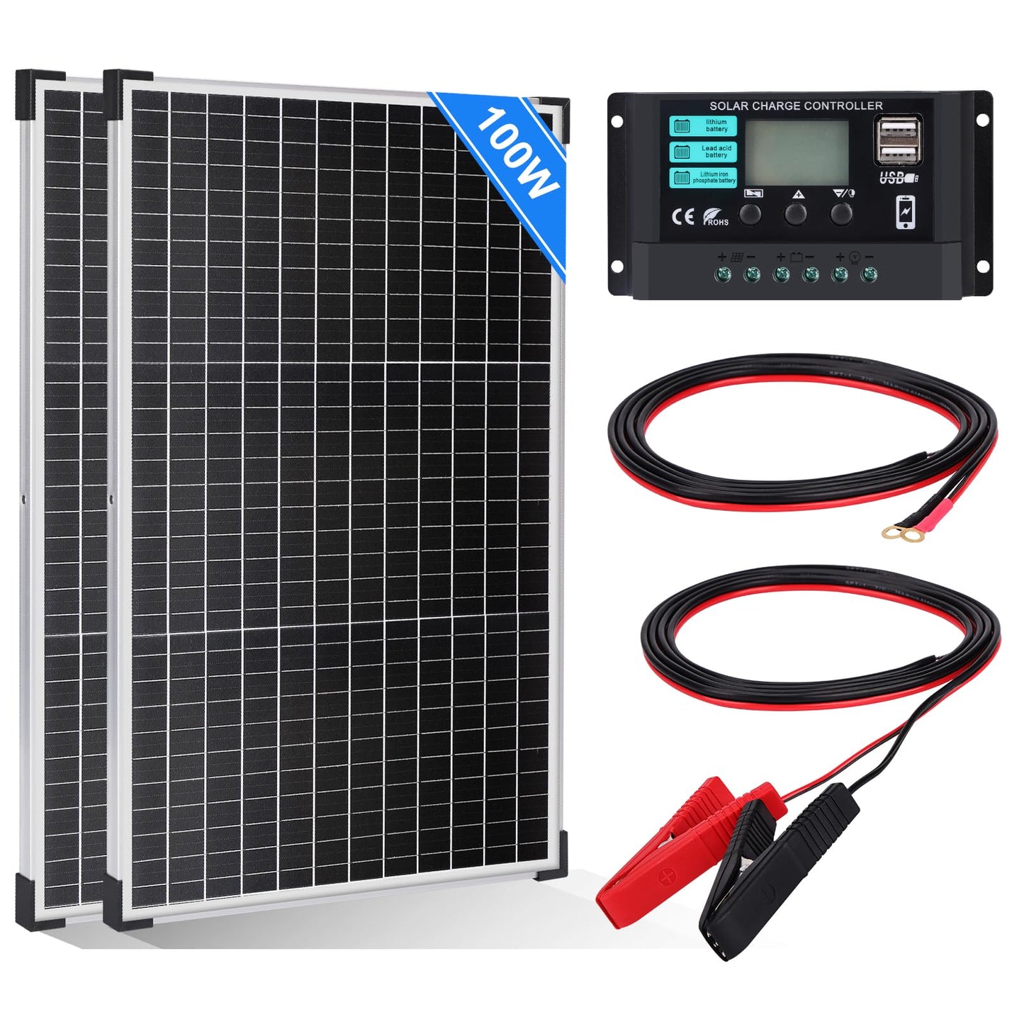 Kit panouri solare Deruxi 100W 12V 2x50W monocrystalline
