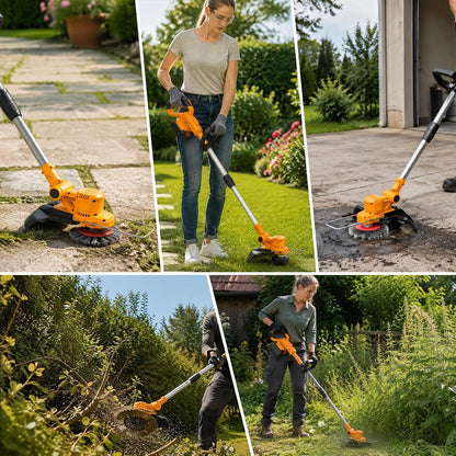 Motocoasa electrica YUIOIBUC 21V cu 2 baterii 4.0 Ah pentru gradina Portocaliu