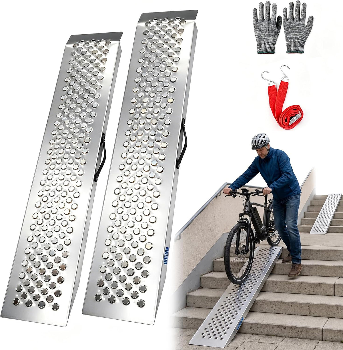 Set 2 rampe LIEKUMM din otel, 120 cm, capacitate 600 kg, inaltime utilizare max. 48 cm