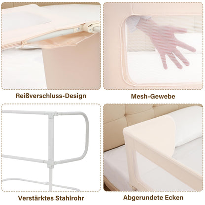 Protectie pat BabyAlly TA12-G 2 in 1 pliabila 185 cm crem