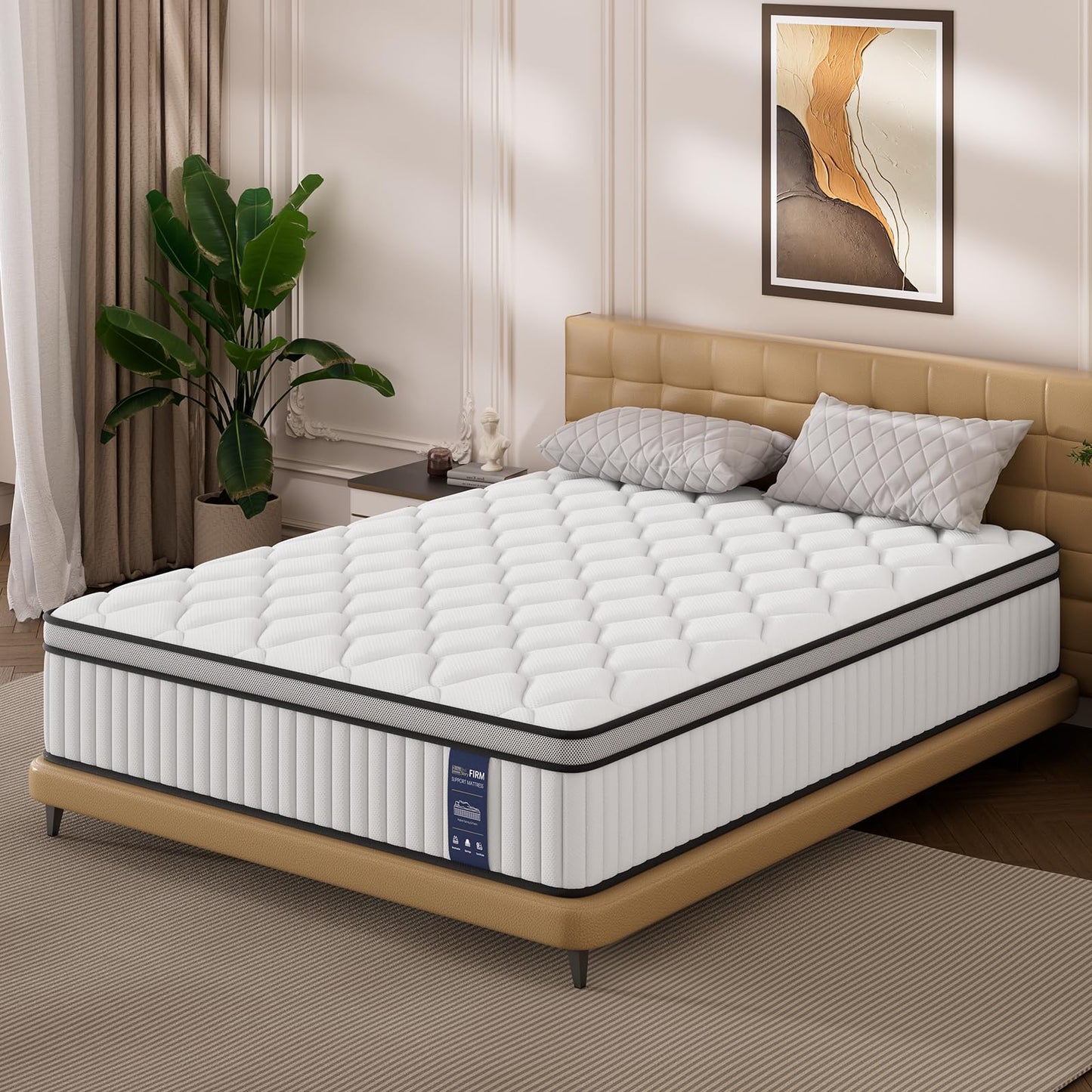 Saltea cu arcuri individuale BedStory 160x200 cm, 31 cm grosime, ortopedica, fermitate H3/H4, alba