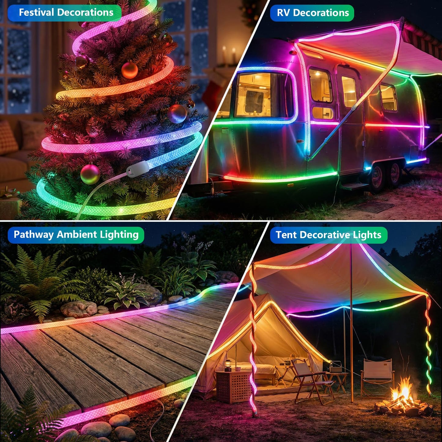 Banda LED 3M RGBIC Neon Rope Light 5V USB IP67 APP Remote
