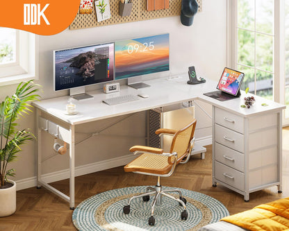Birou ODK Corner Desk 135x100 cm cu 4 sertare si prize USB