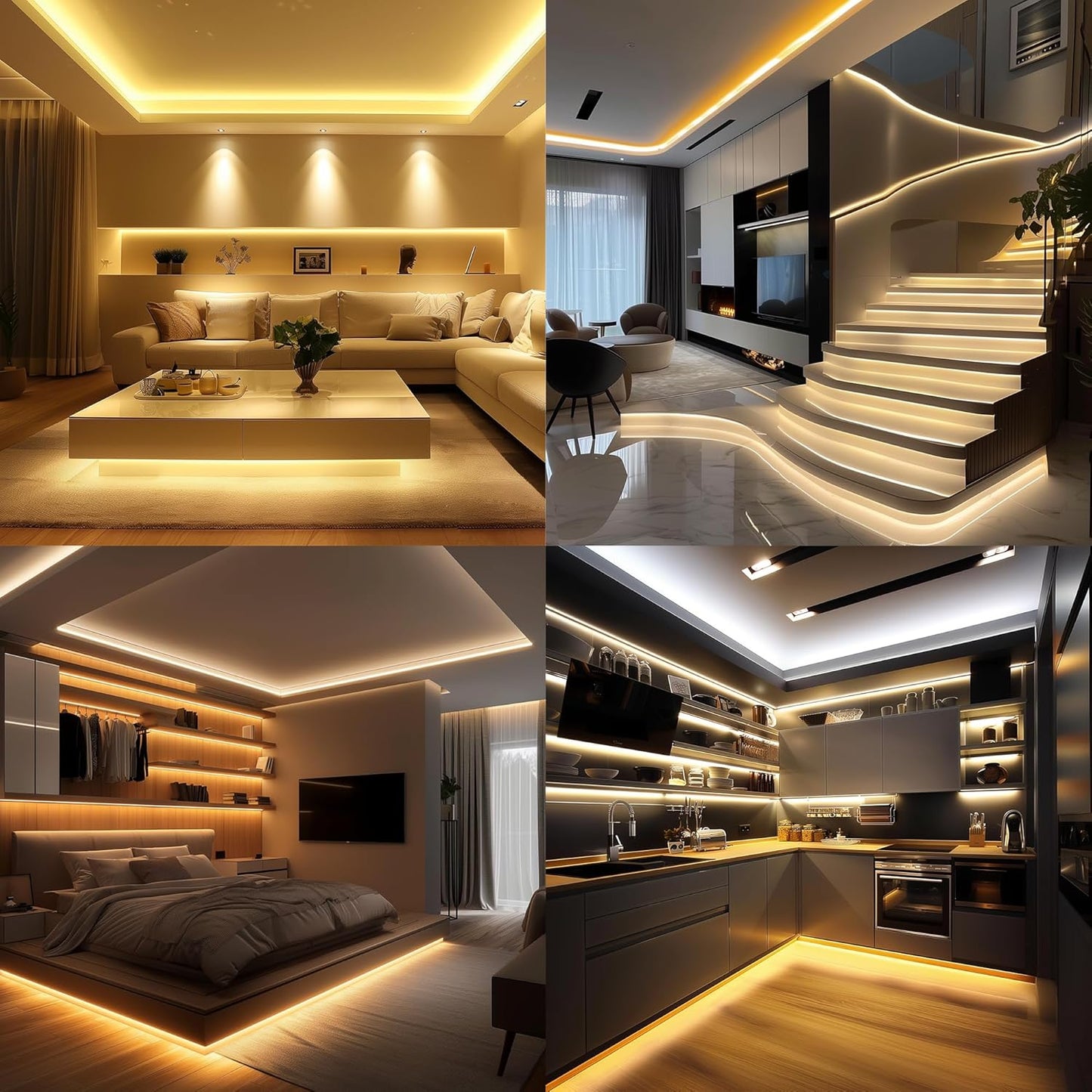 COB LED Strip 10M, 3000K Warm White LED Strips, 24V Dimmable LED Strip Lights, CRI92+,8mm Width, with Remote Control and Power Supply,for Living Room, Kitchen, Mirror