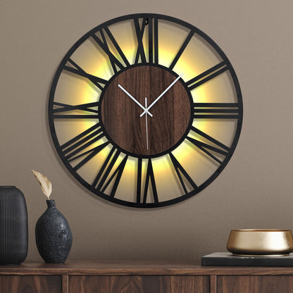 Ceas de perete metalic 24 inch cu senzor lumina si sunet