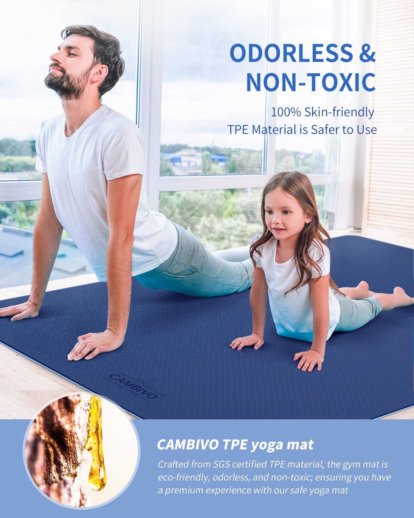 Covoras yoga CAMBIVO 183x122x0.6 cm antiderapant albastru